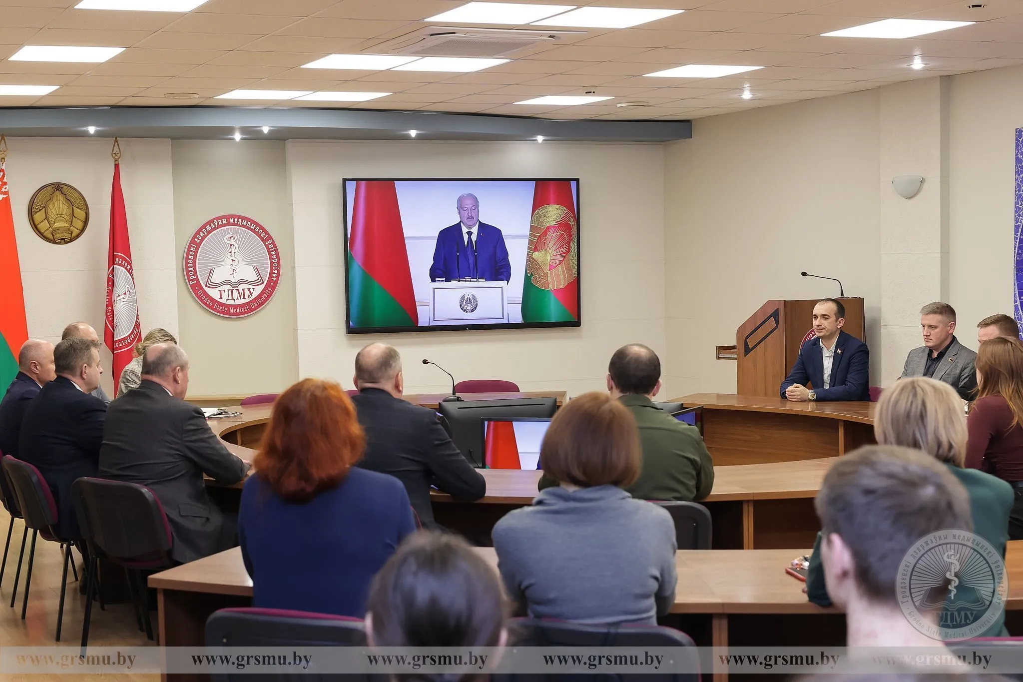Сотрудники и студенты ГрГМУ присоединились к онлайн‑трансляции выступления Александра Григорьевича Лукашенко на ВНС